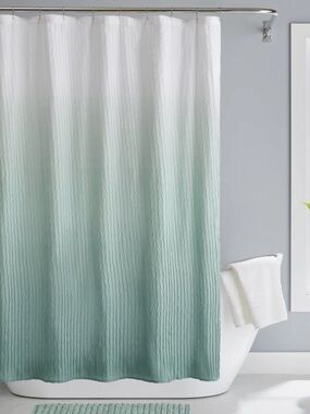 Stylish Ombre Textured soft material Shower Curtain in Seafoam Green